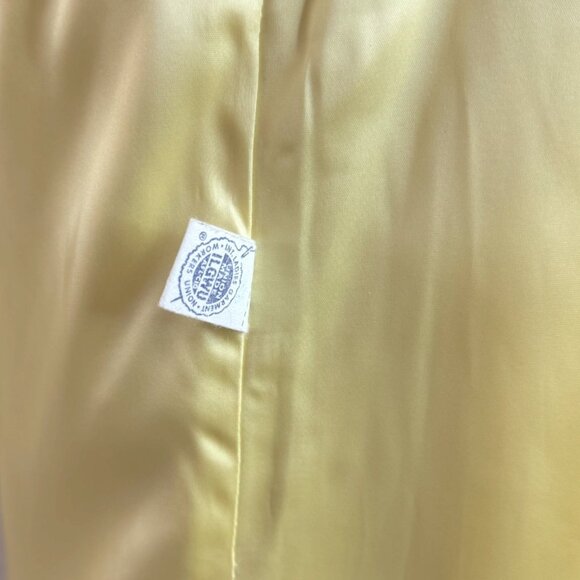 VTG 60s Tapestry Pea Coat Butter Yellow Rhinestone Buttons Mod Old Money Luxury - Picture 9 of 12